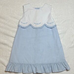 Bailey Boys blue gingham scalloped top with floral embroidery size 3t